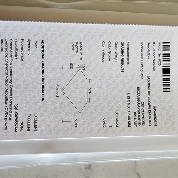 9.02 Total CT Lab Grown Platinum Engagement Ring  IGI Size 6 - Picture 16 of 16